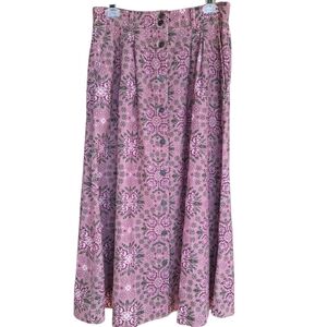 Corduroy button up cottagecore grandma country vintage 90s floral Midi Skirt